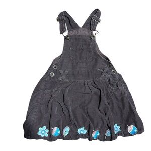 Vintage Topolino Corduroy Pinafore Dress Acorns Flowers 86 / 18-24M